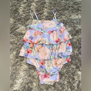Posh Peanut Floral Ruffle Baby Romper